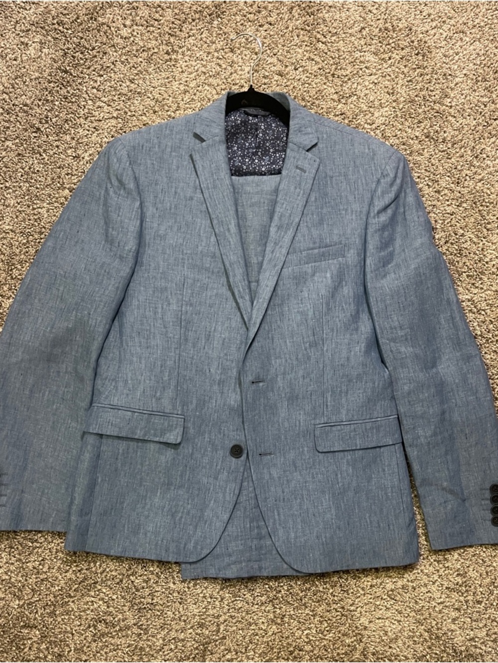 Light Blue Men's Linen Suit